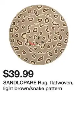 Ikea SANDLÖPARE Rug, flatwoven, light brown/snake pattern offer
