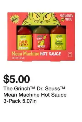 Five Below The Grinch Dr. Seuss Mean Machine Hot Sauce 3-Pack 5.07in offer