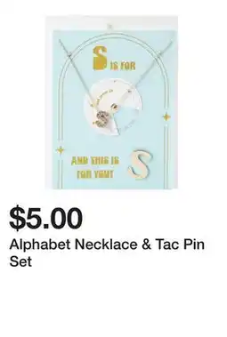 Five Below Alphabet Necklace & Tac Pin Set offer