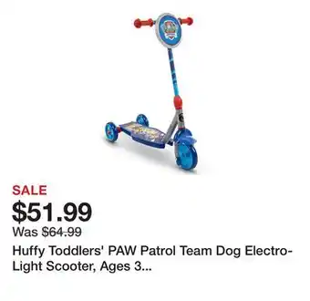 Tractor Supply Company Huffy Toddlers' PAW Patrol Team Dog Electro-Light Scooter, Ages 3 and Up offer