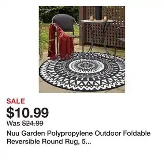 Tractor Supply Company Nuu Garden Polypropylene Outdoor Foldable Reversible Round Rug, 5 ft., Black/White offer