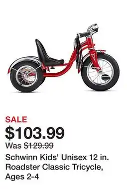 Tractor Supply Company Schwinn Kids' Unisex 12 in. Roadster Classic Tricycle, Ages 2-4 offer