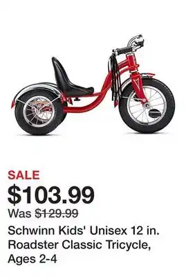 Tractor Supply Company Schwinn Kids' Unisex 12 in. Roadster Classic Tricycle, Ages 2-4 offer