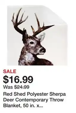 Tractor Supply Company Red Shed Polyester Sherpa Deer Contemporary Throw Blanket, 50 in. x 70 in., Brown/White offer