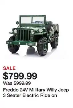 Tractor Supply Company Freddo 24V Military Willy Jeep 3 Seater Electric Ride on offer