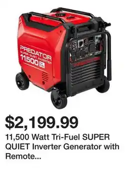 Harbor Freight Tools 11,500 Watt Tri-Fuel SUPER QUIET Inverter Generator with Remote Start and CO SECURE Technology, EPA offer