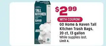 Grocery Outlet GO Home & Haven Tall Kitchen Trash Bags offer