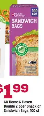 Grocery Outlet GO Home & Haven Double Zipper Snack or Sandwich Bags offer