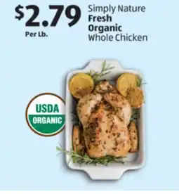 Aldi Simply Nature Fresh Organic Whole Chicken offer