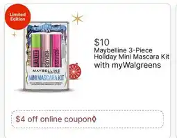 Walgreens Maybelline 3-Piece Holiday Mini Mascara Kit offer