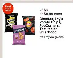 Walgreens Cheetos, Lay's Potato Chips, PopCorners, Tostitos or Smartfood offer
