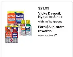 Walgreens Vicks Dayquil, Nyquil or Sinex offer