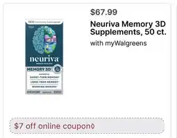 Walgreens Neuriva Memory 3D Supplements offer