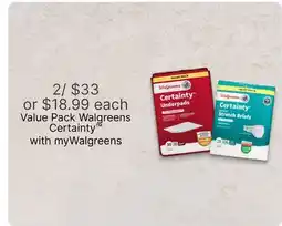 Walgreens Value Pack Walgreens Certainty offer