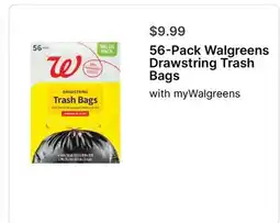 Walgreens 56 - Pack Walgreens Drawstring Trash Bags offer