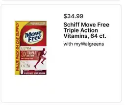 Walgreens Schiff Move Free Triple Action Vitamins, 64 ct offer