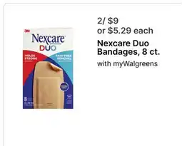 Walgreens Nexcare Duo Bandages 8 ct offer