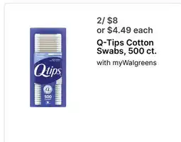 Walgreens Q-Tips Cotton Swabs, 500 ct offer