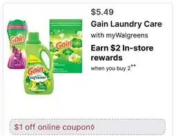 Walgreens Gain Laundry Care offer