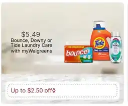 Walgreens Bounce, Downy or Tide Laundry Care offer