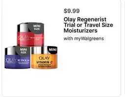 Walgreens Olay Regenerist Trial or Travel Size Moisturizers offer