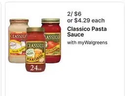 Walgreens Classico Pasta Sauce offer