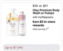 Walgreens Olay Premium Body Wash or Pumps offer