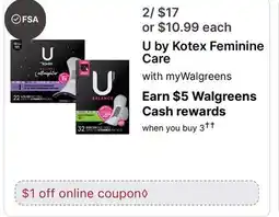 Walgreens U by Kotex Feminine Care offer