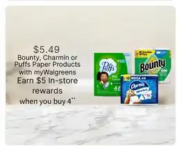 Walgreens Bounty, Charmin or Puffs Paper Products offer