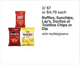 Walgreens Ruffles, Sunchips, Lay's, Doritos or Tostitos Chips or Dip offer