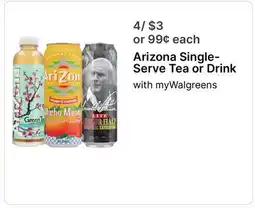 Walgreens Arizona Single-Serve Tea or Drink offer