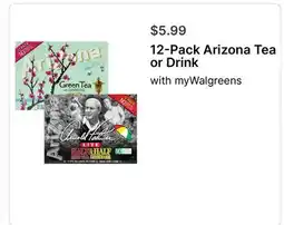 Walgreens 12-Pack Arizona Tea or Drink offer
