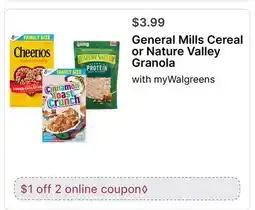 Walgreens General Mills Cereal or Nature Valley Granola with myWalgreens offer