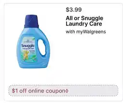 Walgreens All or Snuggle Laundry Care offer