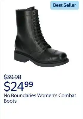Walmart No Boundaries Women's Combat Boots, Wide Width Available offer