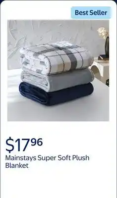 Walmart Mainstays Super Soft Plush Blanket, Neutral Plaid, Twin, Adult/Teen offer