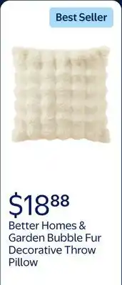 Walmart Better Homes & Garden 22 x 22 Bubble Fur Decorative Throw Pillow For Adult offer