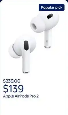 Walmart Apple AirPods Pro 2, Wireless Earbuds, Active Noise Cancellation, Hearing Aid Feature offer