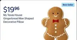 Walmart My Texas House 16 x 12 Gingerbread Man Shaped Decorative Pillow offer