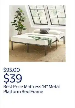 Walmart Best Price Mattress 14 Metal Platform Bed Frame, Heavy-Duty Steel Slats, Black, Queen offer