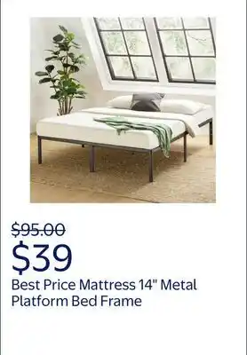 Walmart Best Price Mattress 14 Metal Platform Bed Frame, Heavy-Duty Steel Slats, Black, Queen offer