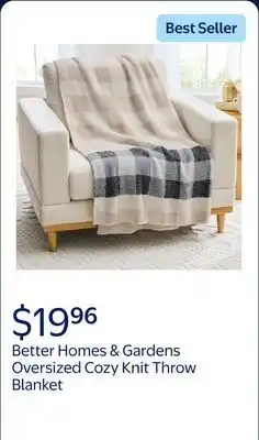 Walmart Better Homes & Gardens Oversized Cozy Knit Gingham Plaid Stripe Couch Throw Blanket for Adults offer