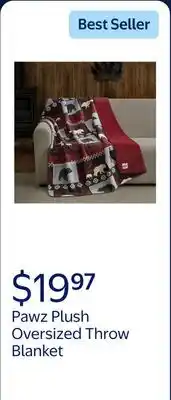 Walmart Pawz Plush Oversized Throw Blanket for Couch or Bed, Soft Flannel Fleece, Red Bears offer