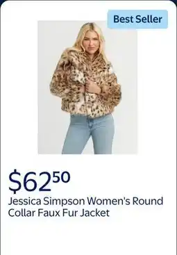 Walmart Jessica Simpson Women's Round Collar Faux Fur Jacket offer