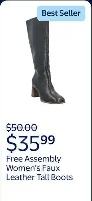 Walmart Free Assembly Women's Faux Leather Basketweave Texture Tall Boots offer