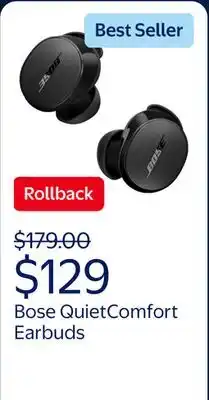 Walmart Bose QuietComfort Earbuds, Wireless Noise Cancelling Earbuds offer