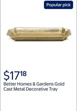 Walmart Better Homes & Gardens Gold Cast Metal Decorative Tray offer