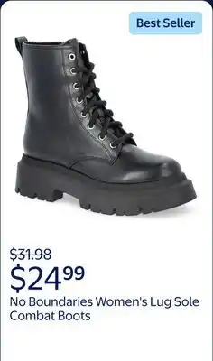 Walmart No Boundaries Women's Lug Sole Combat Boots, Wide Width Available offer