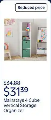 Walmart Mainstays 4 Cube Vertical Storage Organizer, White offer
