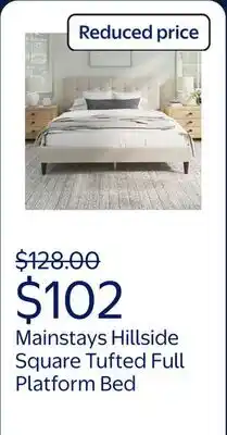 Walmart Mainstays Hillside Square Tufted Upholstered Full Platform Bed offer